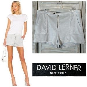 David Lerner faux suede seamed cargo short Moonstone size Large